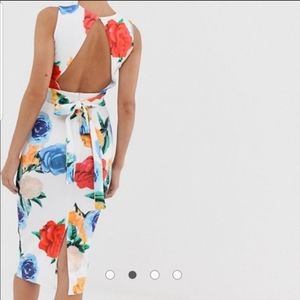 NWT ASOS Midi Bodycon Floral Dress Open Back 4